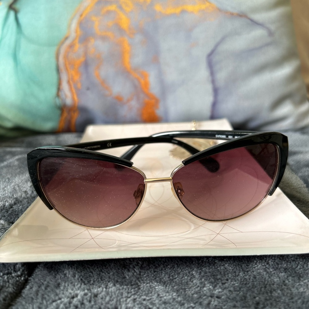 Diane Von Furstenberg Black Cat Eye Sunglasses